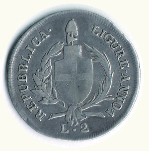 reverse: GENOVA - Repubblica Ligure - 2 Lire 1798 An. I - Lun 377; Mont 92.