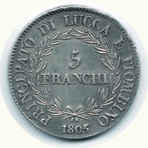 reverse: LUCCA e PIOMBINO - Felice ed Elisa - 5 Franchi 1805