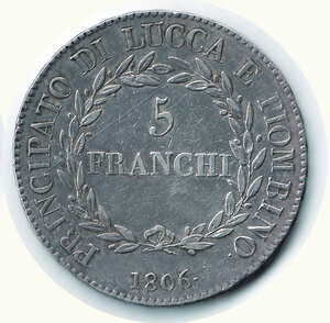reverse: LUCCA e PIOMBINO - Felice ed Elisa - 5 Franchi 1806