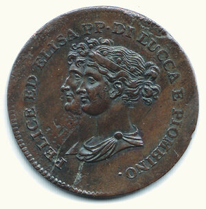 obverse: LUCCA e PIOMBINO - Felice ed Elisa - 5 Cent. 1806.