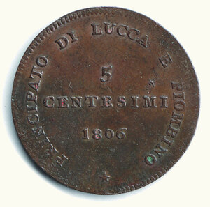 reverse: LUCCA e PIOMBINO - Felice ed Elisa - 5 Cent. 1806.