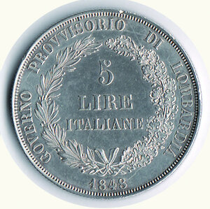 reverse: MILANO - Governo provvisorio 1848 - 5 Lire.