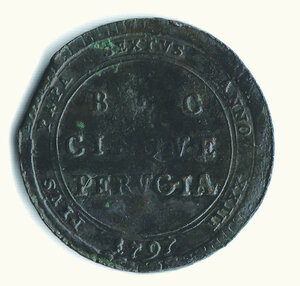 reverse: PERUGIA - I Repubblica Romana - Madonnina da 5 Baiocchi 1797