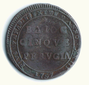 reverse: PERUGIA - I Repubblica Romana - Madonnina da 5 Baiocchi 1797