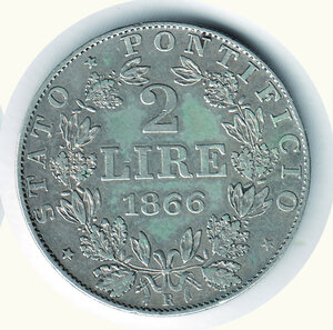 reverse: ROMA - Pio IX (1846-1878) - 2 Lire 1866.