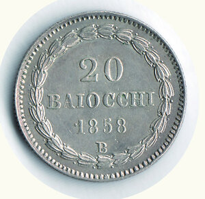 reverse: BOLOGNA - Pio IX (1846-1878) - 20 Baiocchi 1858.