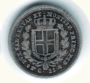 reverse: SAVOIA - Carlo Albert o- 25 Cent. 1833 To.