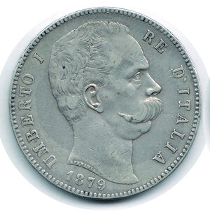 obverse: REGNO D ITALIA Umberto I 5 lire 1879