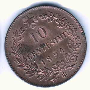reverse: UMBERTO I - 10 Centesimi 1894