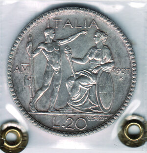 reverse: SAVOIA - VITTORIO EMANUELE III - 20 Lire 1927 A. VII