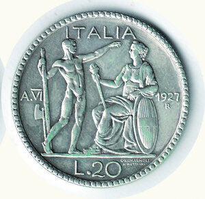 reverse: SAVOIA - Vittorio Emanuele III - 20 Lire 1927 A. VI - Littore.