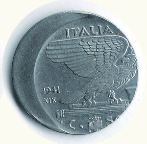 reverse: SAVOIA - Vittorio Emanuele III - 50 Cent. 1941 XIX - Con tondello male impresso.