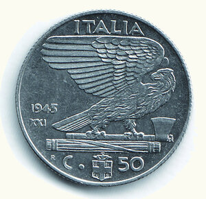 reverse: SAVOIA - Vittorio Emanuele III - 50 Cent. 1943.