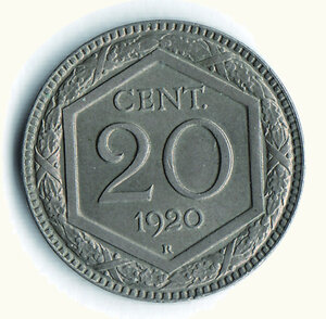 obverse: SAVOIA - Vittorio Emanuele III - 20 Cent. 1920 - Esagono.