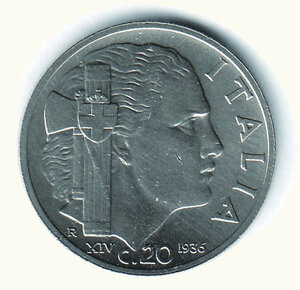 reverse: SAVOIA - Vittorio Emanuele III - 20 Cent. 1936.