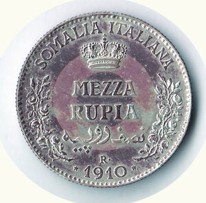 reverse: SAVOIA - Vittorio Emanuele III - 1/2 Rupia 1910