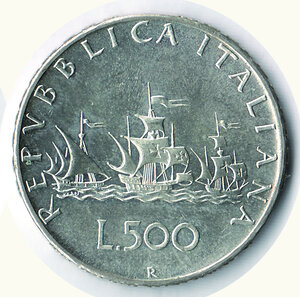 reverse: REPUBBLICA ITALIANA - 500 Lire Caravella 1964 - Stato Zecca.