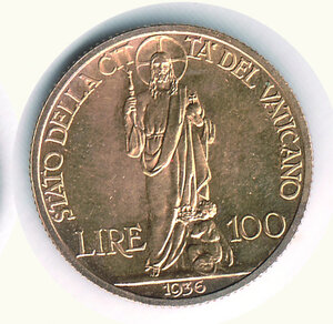 reverse: CITTA’ DEL VATICANO - Pio XI (1922-1939) - 100 Lire 1936.
