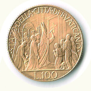 reverse: CITTA’ DEL VATICANO -  Pio XII - 100 Lire 1950 - Anno Santo.