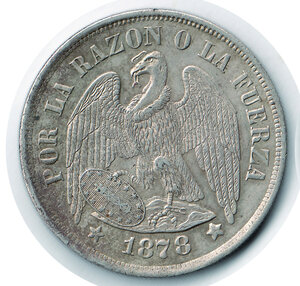 obverse: CILE Repubblica - Peso 1878  - S (Santiago)