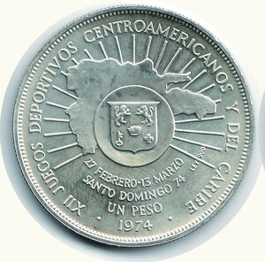 obverse: DOMINICANA - Giochi centroamericani - 1 Peso 1974.