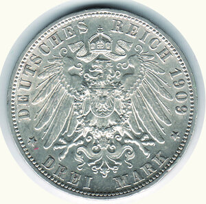 reverse: GERMANIA - Antichi Stati - Wurtemberg - Guglielmo II - 3 Marchi 1909 - KM 365.