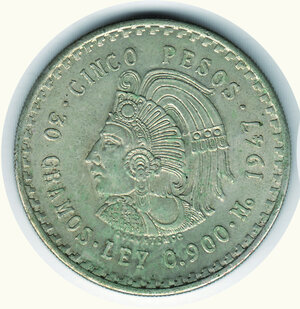 obverse: MESSICO - 5 Pesos 1947.