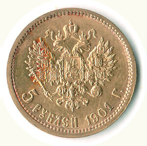 reverse: RUSSIA - Nicola II (1896-1917) - 5 Rubli 1901.