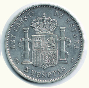 reverse: SPAGNA - Alfonso XIII - 5 Pesetas 1883.