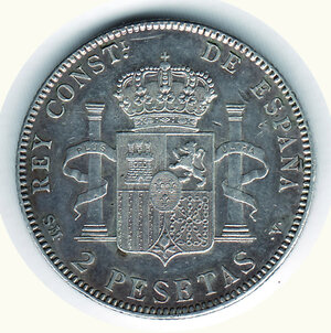 reverse: SPAGNA - Alfonso XIII - 2 Pesetas 1905 - Fondi lucenti.