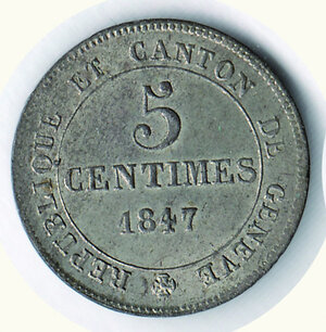 obverse: SVIZZERA - Ginevra - 5 Cent. 1847 - Cat. Alfa 628.