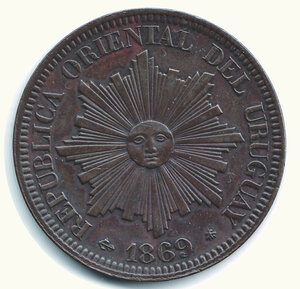 reverse: URUGUAY - Rep. Oriental de Uruguay - 4 Cent. 1869.