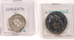 obverse: REGNO D ITALIA - V.E. II 10 cent. 1863 - Strasburgo; Lira 1886