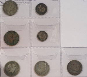 obverse: REGNO D ITALIA Lotto di 7 monete d argento - notato 50 centesimi 1860 Fi