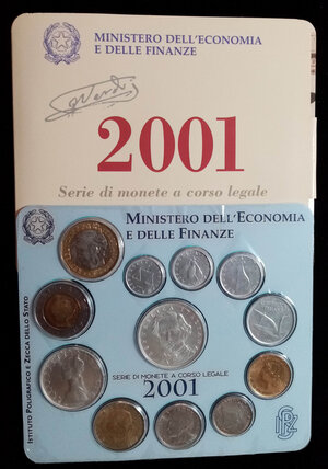 obverse: REPUBBLICA ITALIANA serie annuale 1999 e 2001