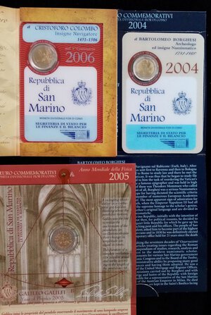 obverse: SAN MARINO 2 Euro commemorativi 2004/2005/2006 in folfer