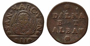 obverse: VENEZIA. Dalmazia e Albania (1409-1797). Gazzetta da 2 soldi. Cu (6,37 g). BB 