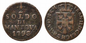 obverse: MANTOVA. Francesco II d Asburgo (1792-1797). 1/2 soldo 1793. Bign. 1. BB
