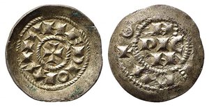 obverse: MILANO. Monetazione a nome di Enrico (1039-1125). Denaro scodellato Ag (0,68 g). BB-SPL