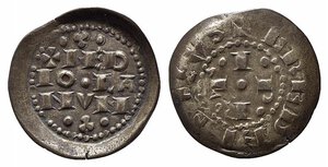 obverse: MILANO. Monetazione comunale a nome di Federico (1185-1240). Denaro Imperiale scodellato Ag (0,78 g). CNI 12-15; MIR 58; Murari 26. qSPL