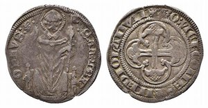 obverse: MILANO. Azzone Visconti (1329-1339). Grosso da 2 soldi Ag (2,84 g). MIR 87/1; Cr. 2. Con cartellino di vecchia raccolta. qBB