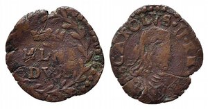 obverse: MILANO. Carlo II (1676-1700). Quattrino su tondello rotondo Cu (1,66 g). Cr.14/B; MIR 392/2 R2. MB-BB