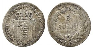 obverse: MILANO. Giuseppe II d Asburgo (1780-1790). 5 soldi 1784 Ag (1,29 g). MIR 450/3 Raro. MB