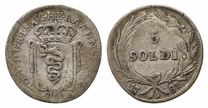 obverse: MILANO. Giuseppe II d Asburgo (1780-1790). 5 soldi 1787 Ag (1,37 g). MIR 450/4 R2. MB
