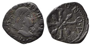 obverse: NAPOLI. Carlo II (1674-1700). 3 cavalli 1678 Cu (2,31 g). Sigle AC/A, fiore davanti al busto. Magl. 5; MIR 309/2. SPL