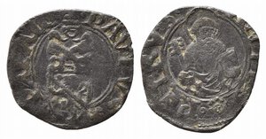obverse: ROMA. Paolo II (1464-1471). Picciolo con San Pietro. Mi (0,71 g). Stemma semiovale - Mezza figura del Santo. MIR 420. qBB