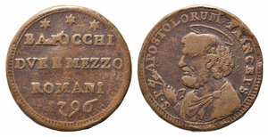 obverse: ROMA. Pio VI (1775-1799). Sanpietrino da 2 1/2 baiocchi 1796. Cu (18,2 g - 29.2 mm). qBB