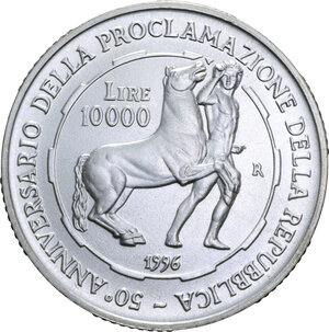 reverse: 10000 LIRE 1996 50° ANN. DELLA REPUBBLICA AG. 22 GR. FDC