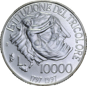 reverse: 10000 LIRE 1997 200° DEL TRICOLORE AG. 22 GR. FDC