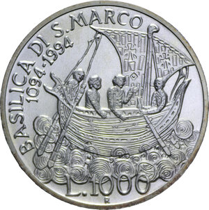 reverse: 1000 LIRE 1994 ANNO MARCIANO IN VENEZIA AG. 14,6 GR. FDC
